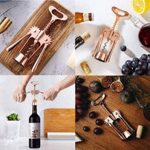Carica l'immagine nel visualizzatore di Gallery, OMZGXGOD Cavatappi in Oro Rosa, Cavatappi Multifunzione Alato, Apribottiglie di Alta qualità dal Design Moderno - Apribottiglie per Vino e Birra - Regalo per Vino - Idea Regalo Speciale