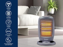 Carica l'immagine nel visualizzatore di Gallery, BEPER P203PAN010 Stufa Alogena Oscillante, 1200W, Basso Consumo Energetico, Silenziosa, Protezione termica, Grigia