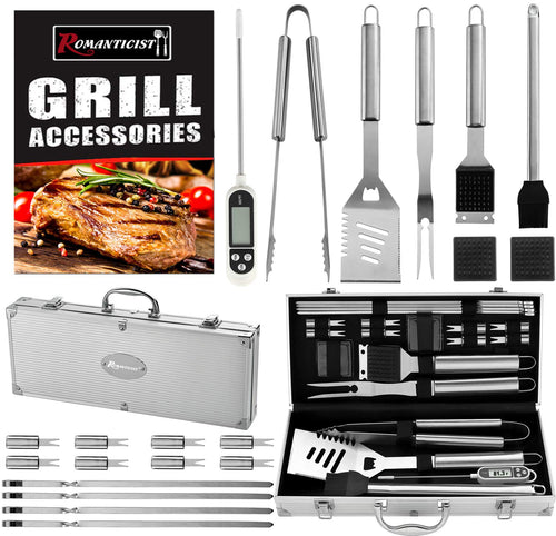 Romanticist 21Pc Set Barbecue in Acciaio Inox 37 x 16 x 6.5cm, Silver - Ilgrandebazar