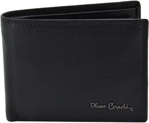 Pierre Cardin, Portafoglio Uomo Nero, Vera Pelle, Portamonete, Scatola Regalo (Nero, Tasca Con Cerniera)