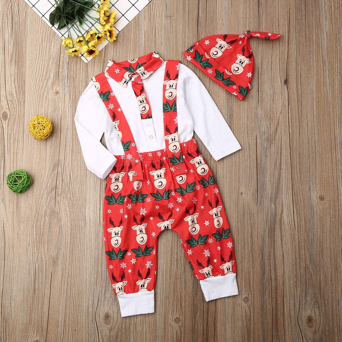 Geagodelia Tutina Di Natale Per Neonata - Manica Lunga Con Fascia, Fantasia Leopardo E Rennna, 100% Cotone - 6