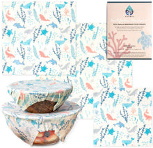 Carica l&#39;immagine nel visualizzatore di Gallery, VIVIBLU Beeswax wrap – Pellicola alimentare in cotone e cera d’api – Fogli cerati plastic-free, eco-friendly e sostenibile – Involucro Ecologico, riutilizzabile, biodegradabile – Set di 3 taglie