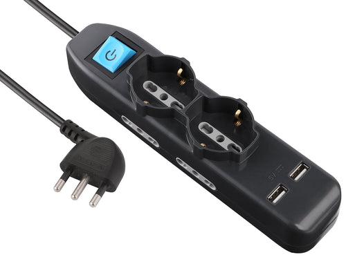Electraline 62095 Multipresa 6 Posti 2 Polivalenti Schuko 4 Bivalenti Nero - Ilgrandebazar