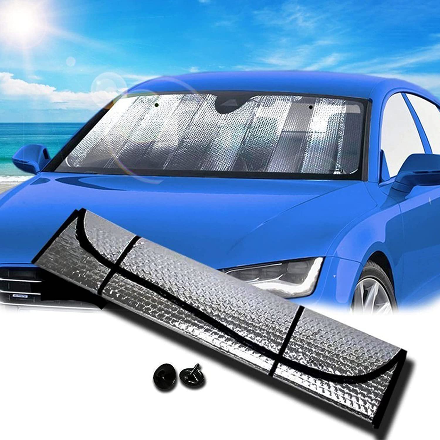 Parasole Auto Interno Walbox 130x60 Cm - Pieghevole, Con Ventose, Blocca 99% Raggi UV - Foto 10