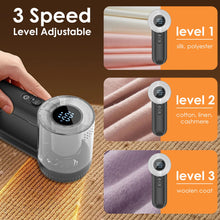Carica l&#39;immagine nel visualizzatore di Gallery, Dreamhigh® Electric Lint Shaver, 2 in 1 Togli Pelucchi Elettrico con Spazzola per Pelucchi, Ricaricabile Leva Pelucchi Elettronico con Display LED, 3 Velocità Testa a 6 Lame (Nero)