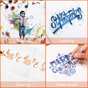 Amteker Brush Pen Lettering 20 Acquerelli Penne + 1 Pennello Multicolore - Ilgrandebazar