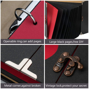 Album DIY per Foto, Scrapbook, Sticker Diario Creativo con Incisione a Nero - Ilgrandebazar