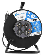 Carica l&#39;immagine nel visualizzatore di Gallery, Electraline 49028 Prolunga elettrica con avvolgicavo, 50 50 metri, Nero/Blu - Ilgrandebazar