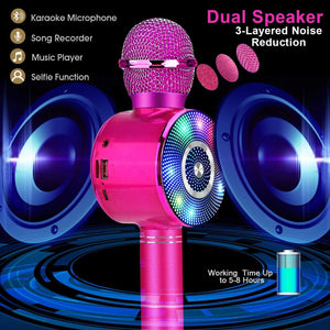 Microfono Karaoke Bluetooth, FISHOAKY 4.1 Wireless Bambini Karaoke, Portatile Karaoke Microfono con Altoparlante per Cantare, Funzione Eco, Compatibile con Android/iOS o Smartphone
