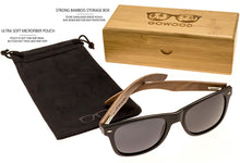 Carica l&#39;immagine nel visualizzatore di Gallery, GOWOOD Occhiali da sole uomo e donna in legno di noce con fronte nero matte e lenti polarizzate