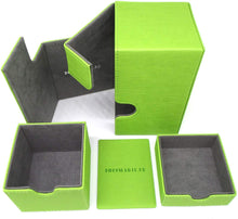 Carica l&#39;immagine nel visualizzatore di Gallery, docsmagic.de Premium Magnetic Tray Box (100) Light Green + Deck Divider - MTG - PKM - YGO - Porta Mazzo Verde Chiaro