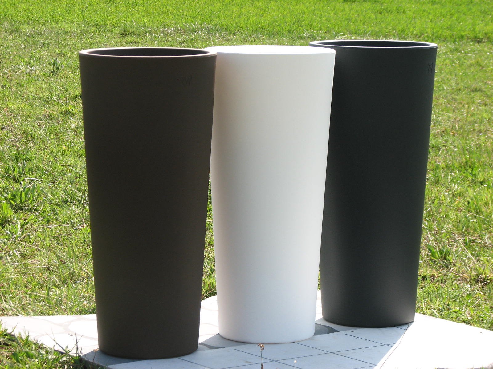 VASO TONDO Alto Moderno Ø38xh85cm Cache-pot con Ripiano Interno IN RESINA