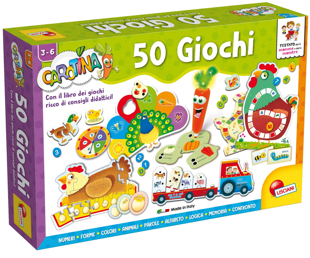 Lisciani Giochi- Carotina 50 Giochi per Bambini, Multicolore, 76710