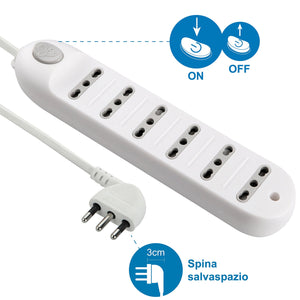 Electraline 62004 Multipresa 6 posti bivalenti 10/16A con Bianco - Ilgrandebazar