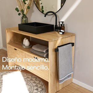 Design Amburgo Porta asciugamano adesivo | Cucina e Bagno | Portasalviette | Portasciugamani da Muro (Nero satinato, 40)