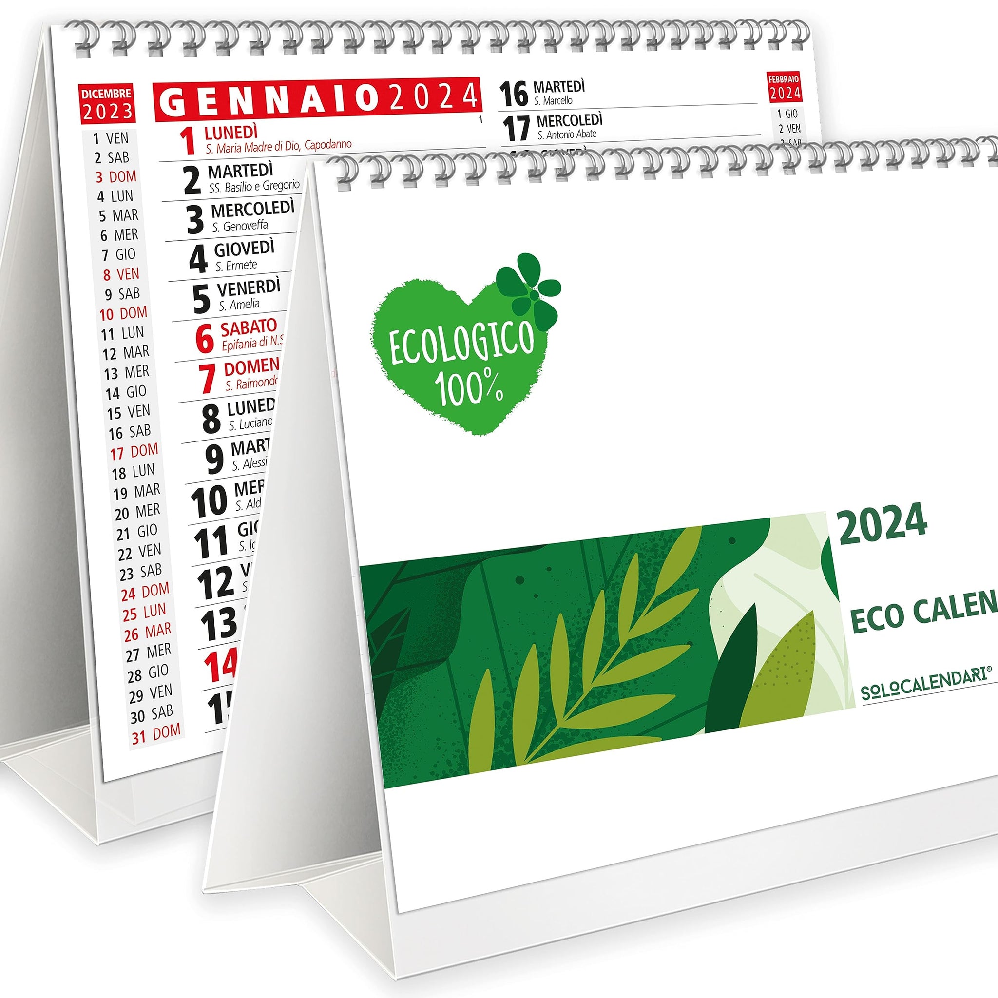 Calendario da Tavolo 2024 con Feste Settimane Lune e Santi con Numeri –