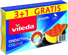Carica l'immagine nel visualizzatore di Gallery, Vileda Ondattiva Milleusi Colors 3+1, Spugna, Multicolore, 13x22x2.6 cm, 4 unità