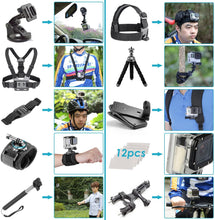 Carica l&#39;immagine nel visualizzatore di Gallery, Neewer 50-In-1 Kit di Accessori per Action Camera Compatibile con GoPro Hero 8 Max 7 6 5 4 Black GoPro 2018 Session Fusion Argento Bianco Insta360 DJI AKASO APEMAN Campark SJCAM Action Camera ecc.