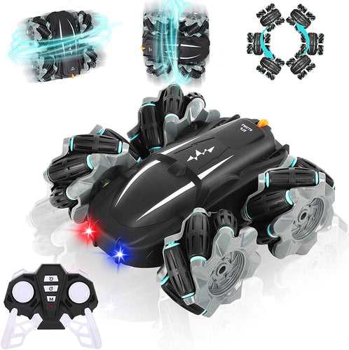 ARANEE Macchina Telecomandata, 4WD RC Auto Telecomando 360° Drift Stunt Veicolo Ricaricabile Elf con Luci Fredde, Sterzo Flessibile, RC Stunt Car per Bambini