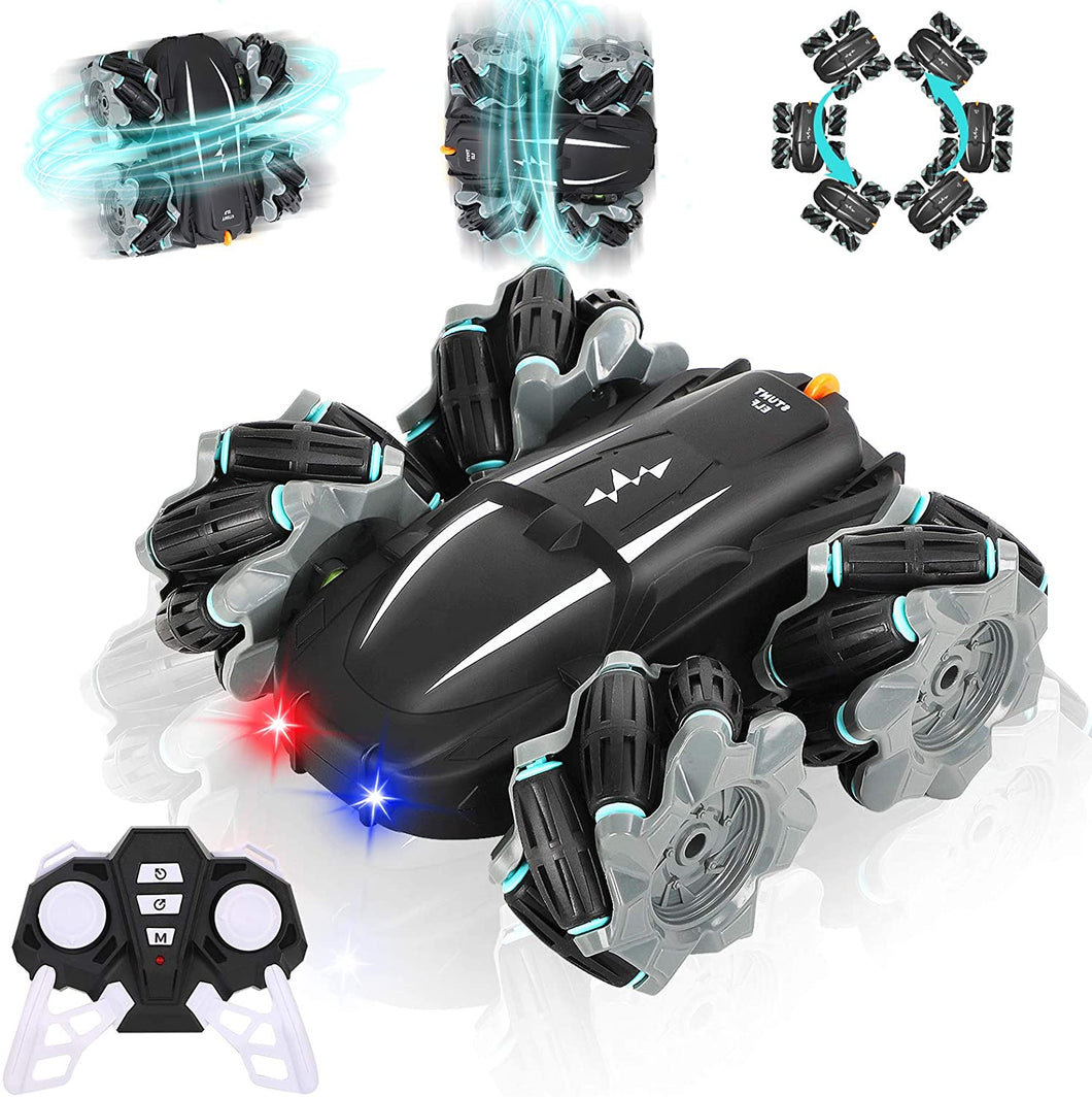 ARANEE Macchina Telecomandata, 4WD RC Auto Telecomando 360° Drift Stunt Veicolo Ricaricabile Elf con Luci Fredde, Sterzo Flessibile, RC Stunt Car per Bambini