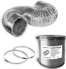 Carica l'immagine nel visualizzatore di Gallery, LOOTICH Condotti Tubo Flessibile in Alluminio da Ø 127mm Lunghezza 2,5m per HVAC Aerazione con 2 Morsetti in Acciaio