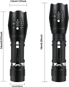 Tattico torcia CREE LED 2000LUMEN super luminoso regolabile Focus XML T6 Torcia portatile campeggio impermeabile 5 modalità luce, Carica USB con 2 batterie