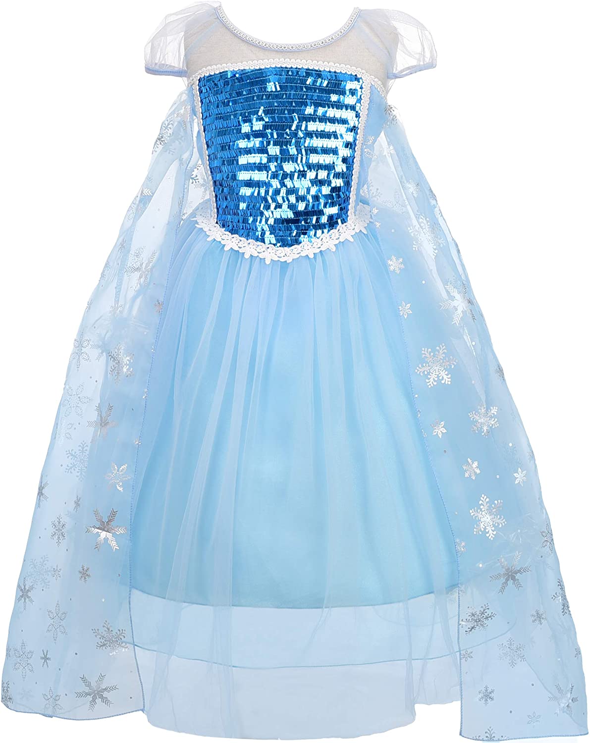 Abito Elsa Strascico Rimovibile Accessori Vestito Principessa Elsa Per  Bambine Con Strascico E Accessori - Costume Regno Di Ghiaccio Costume  Carnevale Elsa Completo, image size:1191x1500