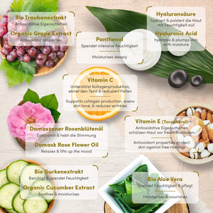 Siero Viso alla Vitamina C BIO con Acido Ialuronico Puro 100% Vegano – 3 VOLTE PIÙ GRANDE (100ml) – Doppio Complesso Vitamina C 30% MIGLIORATO con Aloe Vera - Antietà Made in Germany
