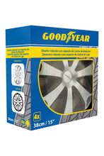 Carica l&#39;immagine nel visualizzatore di Gallery, Goodyear GOD9043 Set di 4 Copricerchi Daytona, 15&quot;, Argento/Nero - Ilgrandebazar