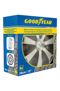 Goodyear GOD9043 Set di 4 Copricerchi Daytona, 15", Argento/Nero - Ilgrandebazar