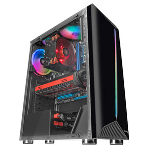 Mars Gaming MCX, custodia PC ATX, vetro temperato, ventola RGB DUAL RING Nero - Ilgrandebazar