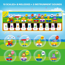 Carica l'immagine nel visualizzatore di Gallery, RenFox Tappeto Musicale, Tappetino per Pianoforte Tappetino da Ballo con 10 Tasti, 8 Versi Animali e 3 Strumenti Musicali, Giocattoli Educativi Regalo Ideale per Bambini 1 2 3 Anni Treno di Animali