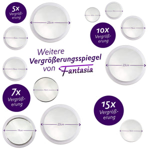 Fantasia - Specchio ingrandente 10x, con ventosa, acrilico, ø Ø 15cm, Marrone - Ilgrandebazar