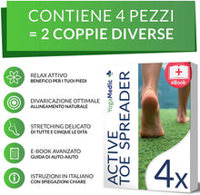 Carica l'immagine nel visualizzatore di Gallery, Distanziatori Dita Piedi 4pz, 2 diverse coppie, separatori, distanziatore, separadita, 0% BPA, taglia unica per tutti - silicone gel 4 Unità (Confezione da 1)