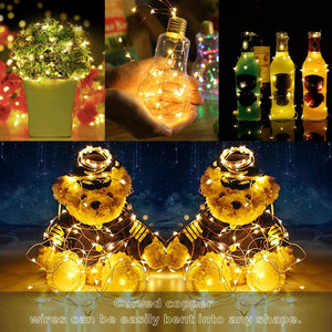 2 Pezzi Stringa Luci LED - 10M/33FT Catene Luminose 100LED Luci Natalizie Batteria Impermeabile IP65, Esterno/Interni Lucine Decorative per Balcone Giardino Feste Natale (Bianco Caldo)