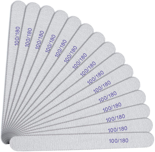URAQT Lime Unghie, 15 Pezzi Set Lima Per Unghie Gel, Lavabile a Doppia Faccia, per manicure e nail art in gel acrilico, Dimensioni grana 100/180（bianca）