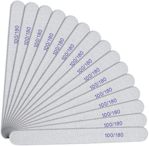 URAQT Lime Unghie, 15 Pezzi Set Lima Per Unghie Gel, Lavabile a Doppia Faccia, per manicure e nail art in gel acrilico, Dimensioni grana 100/180（bianca）