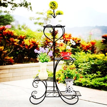 Carica l&#39;immagine nel visualizzatore di Gallery, Malayas Scaffale Porta-fiori 4 Ripiani Ferro Fioriera Verticale a Scala Nero - Ilgrandebazar