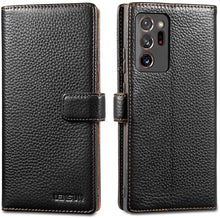 Carica l'immagine nel visualizzatore di Gallery, Lensun Cover Samsung Note 20 Ultra, Vera Pelle Flip Custodia a Libro Portafoglio Telefono con Magnetica per Samsung Galaxy Note 20 Ultra 5G 6,9" - Nero (N20U-LG-BK)