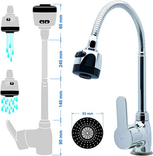 Carica l'immagine nel visualizzatore di Gallery, Rubinetto Miscelatore Cucina in Ottone Cromato Inodore, Rubinetto per Lavello da Cucina Rotabile a 360° Regolabile per Acqua Calda e Fredda, Resistente e Durevole, inclusi 2 Tubi in Omaggio