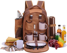 Carica l&#39;immagine nel visualizzatore di Gallery, Apollowalker, zaino da picnic, borsa termica con posate, coperta e altri accessori, per 4 persone