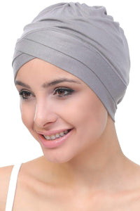 Deresina Cuffia in Cotone con Fascia Frontale Modello W per chemio (Cinnamon) - Ilgrandebazar