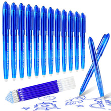 Carica l'immagine nel visualizzatore di Gallery, BBLIKE Penna a sfera cancellabile, 12 penne gel e 20 penne Friction da 0,7 mm, punta in gel con gomma (blu)