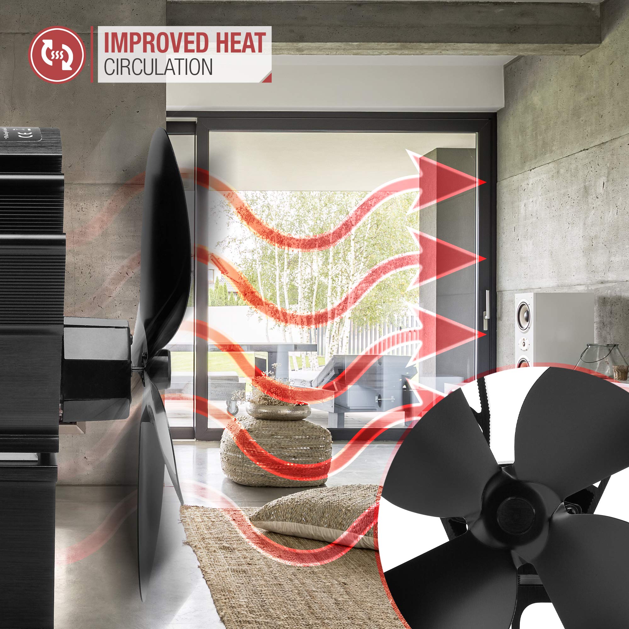Ventilatore Per Stufe A Legna Senza Corrente - Nero, Ad Induzione Termica, Fino A 350°C - Foto 6