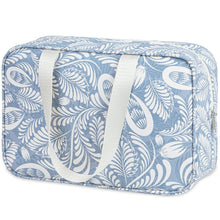 Carica l'immagine nel visualizzatore di Gallery, Beauty case grande doppio kit borsa per trucchi da viaggio, organizer per donne e donne Foglia Blu