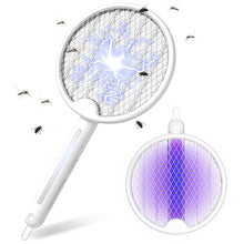 Carica l'immagine nel visualizzatore di Gallery, FLASHVIN Racchetta Zanzare Elettrica, 2 in 1 Lampada Antizanzare, Luce UV Insetti Trappola, 4000V, Pieghevole, Efficace Contro Le Mosche, Ideale per Interni ed Esterni Piccolo