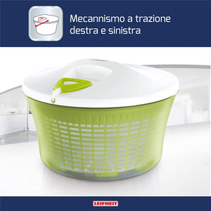 Leifheit Salad Spinner Signature Contenitore A Centrifuga per Insalata, Acciaio Inossidabile, Verde, Grande