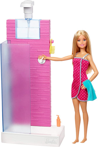 Barbie- Playset con Doccia Bambola con Accessori, Giocattolo per Bambini 3+ Anni, FXG51