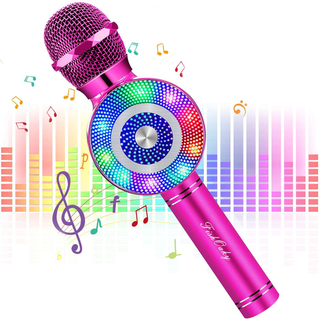 Microfono Karaoke Bluetooth, FISHOAKY 4.1 Wireless Bambini Karaoke, Portatile Karaoke Microfono con Altoparlante per Cantare, Funzione Eco, Compatibile con Android/iOS o Smartphone