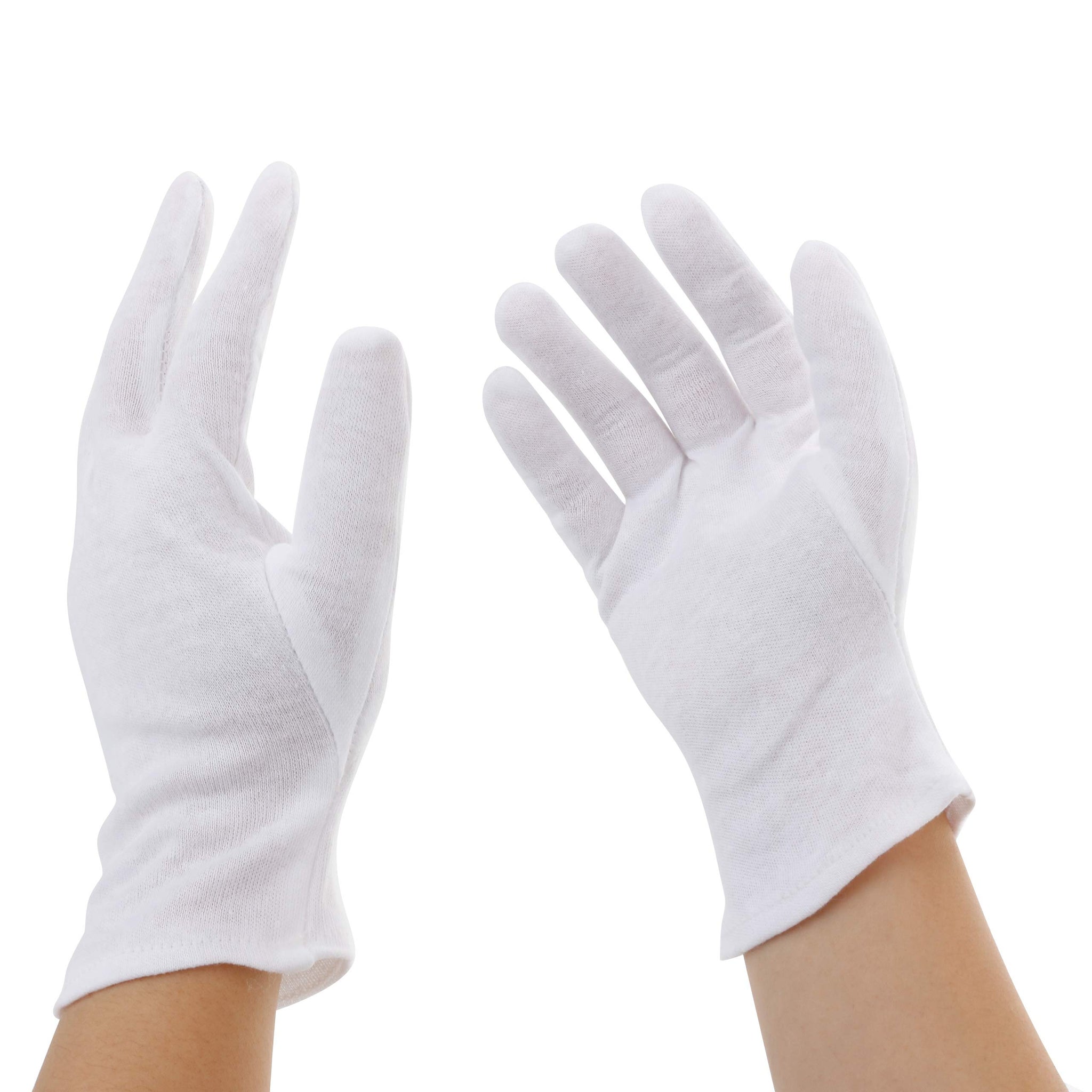 Incutex 12 paia di guanti stoffa in cotone, bianchi, taglia L